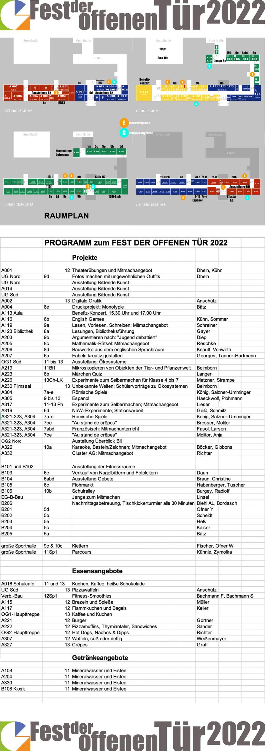 Raumplan & Programm Fest der offenen Tür 2022