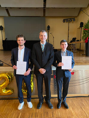 v.l.: Moritz Vörg, Herr Graff, Dominik Neu
