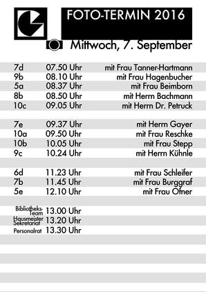 Mittwoch, 7. September 2016