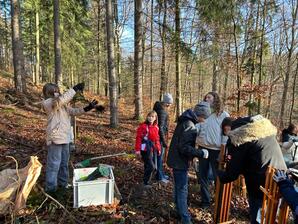 Die Klasse 5a aktiv im Wald.